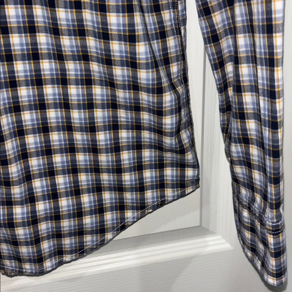 Banana Republic Custom 078 wash shirt Men's Plaid Shirt - Blue and white large